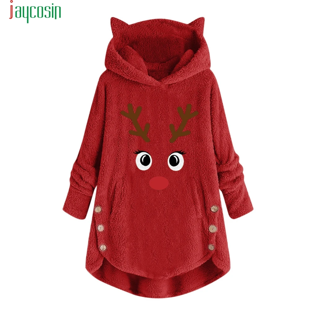 Женская толстовка с ушками флисовый пуловер большого размера длинными рукавами