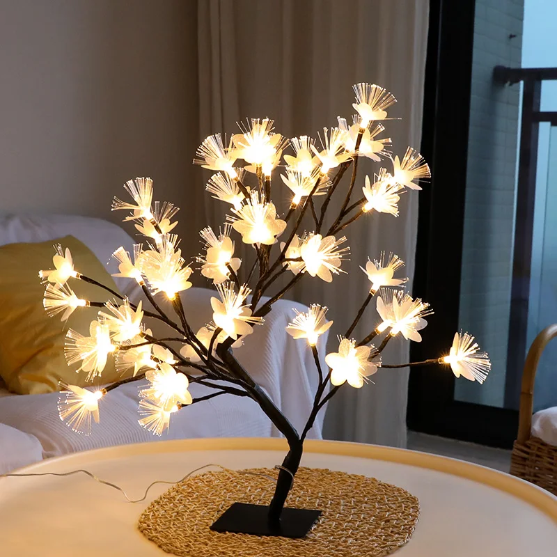 

Led Fiber The Flower Bed Lamp Ins Bedside Lamp Small Night-light Girl Atria Between Bedroom Decoration Gift