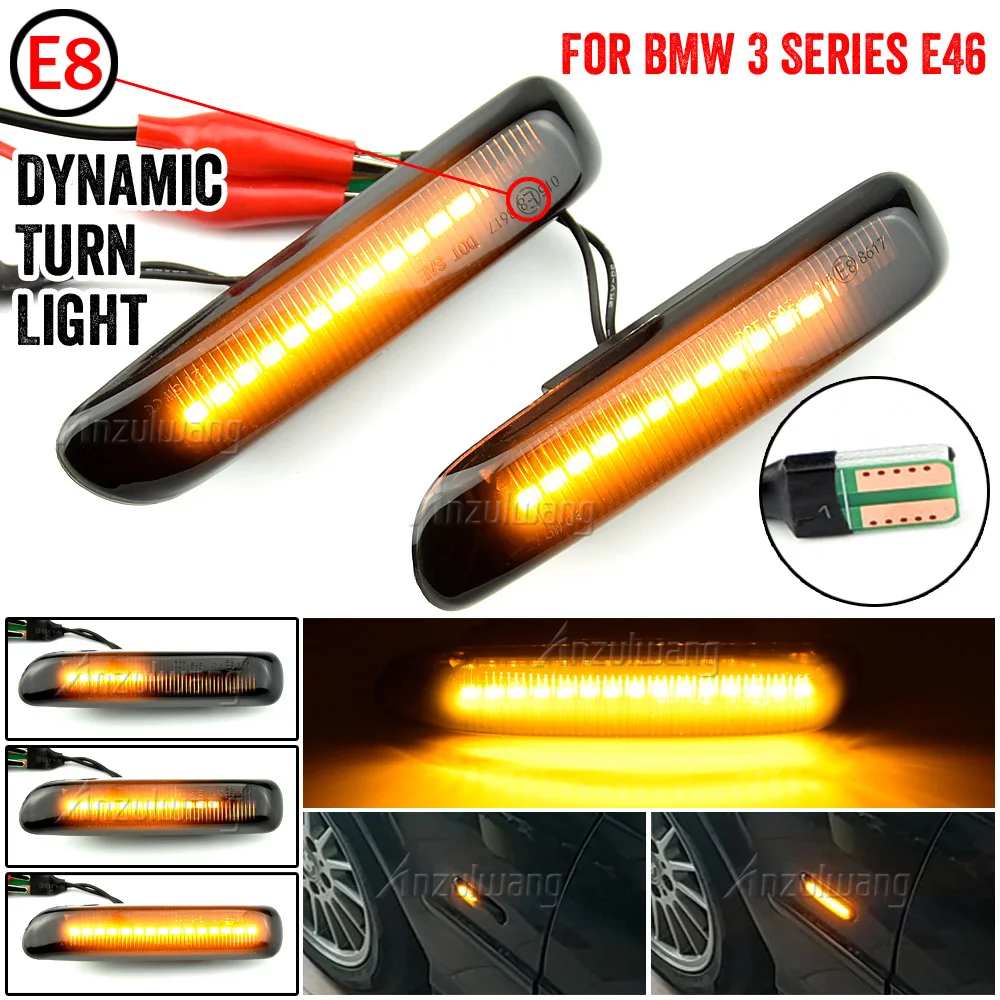 

Pair Dynamic Led Side Marker Flowing Turn Signal Light Indicator Blinker For BMW E46 Coupe Compact Cabriolet Touring Saloon