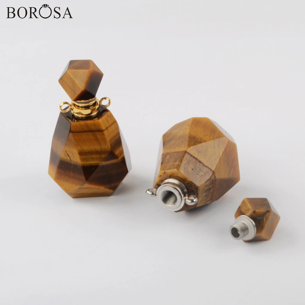 

BOROSA 3/5Pcs Tiger Eye Perfume Bottle Connector Necklace Accessories Essential Oil Diffuser Pendants Handmade Jewelry WX1503