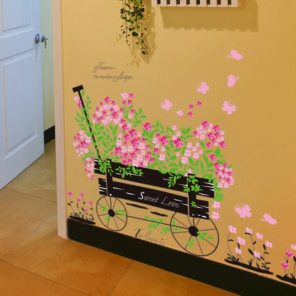 DIY стикер ПВХ Наклейка на стену печать цветок домашний декор Настенная