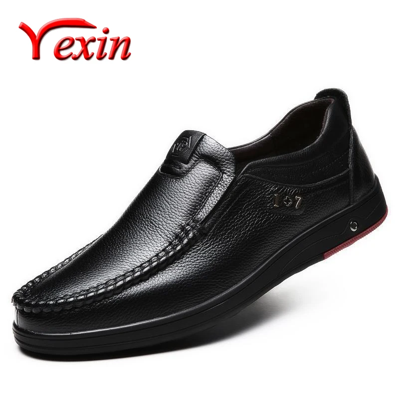 

2020 Spring New Men's Genuine Leather Shoes Big Size 38-48 Head Leather Soft Shoes Men Anti-slip Driving Flats Man Leather Shoes