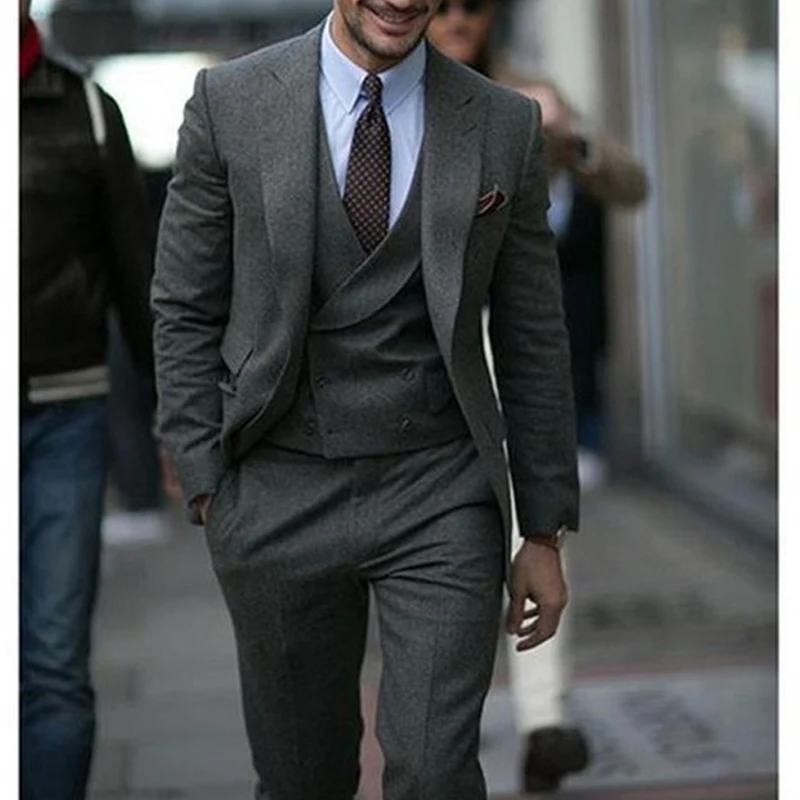 For Men Wedding 3 Piece Groom Tuxedo Man Fashion Clothes Set Jacket Vest With Pants 2020