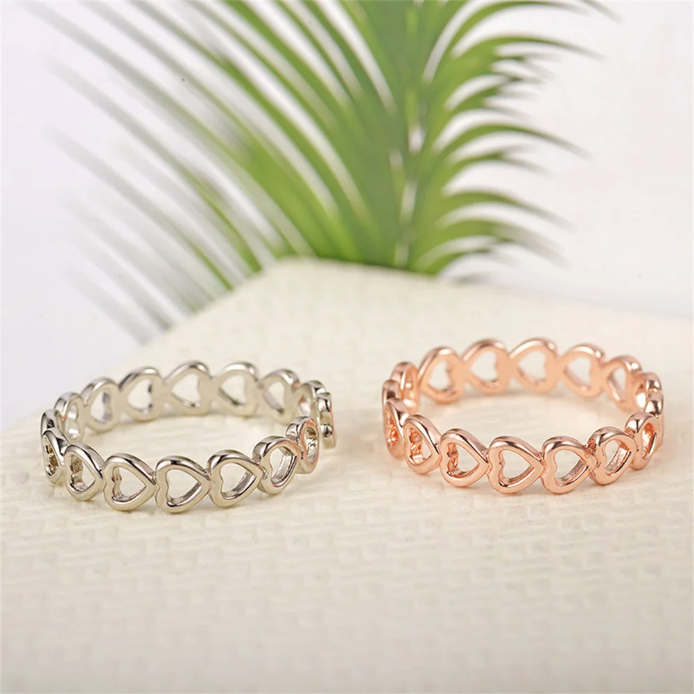 

for Women Love Sweet Gold Silver Colour Wide Ring for Trendy Jewelry Wedding GiftSimple Hollow Heart-shaped Rings Wholesale