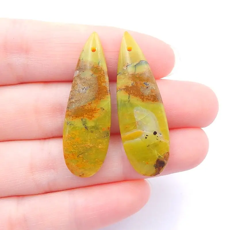 Женские серьги из драгоценных камней 1 пара модные с желтым опалом размеры 37x12x4 мм