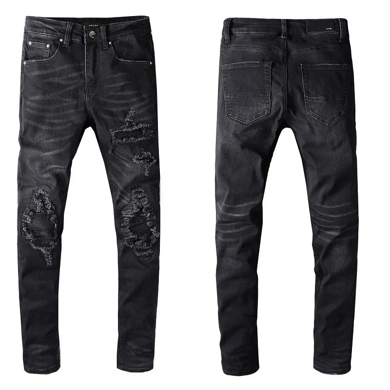 

Street fashion Amir hip hop pierced Amiri small leg jeans #622