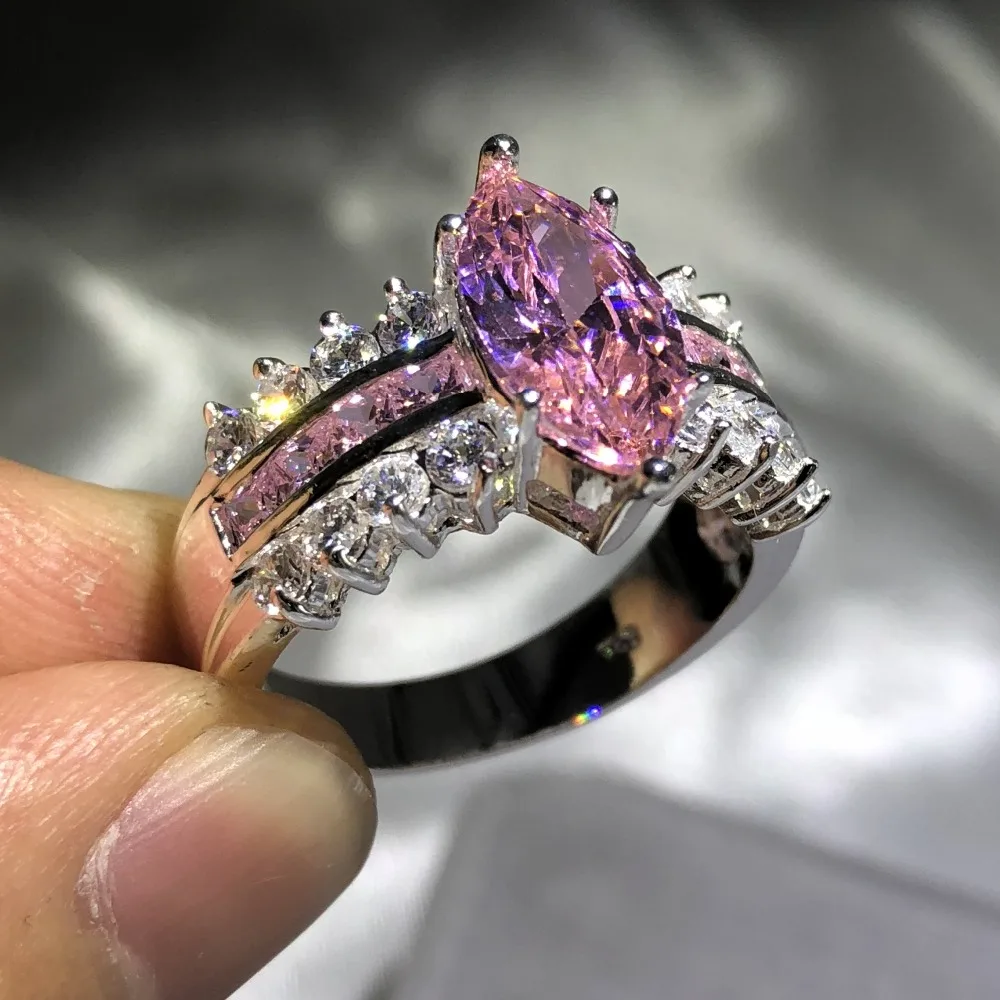 Женское кольцо из серебра 925 пробы с имитацией бриллианта 3 карата|Кольца| |