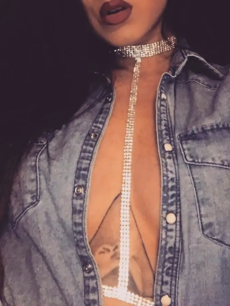 Цепочка Stonefans Стразы для тела пикантное ожерелье чокер звеньевая цепь с