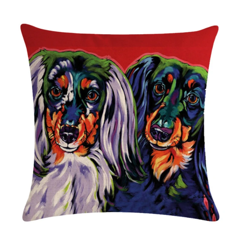 Оригинальная наволочка для подушки с собакой хлопковая льняная диванной