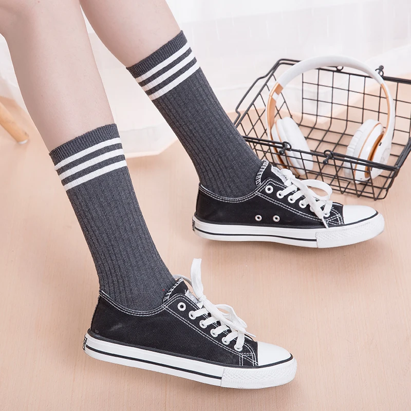 Носки до середины икры женские носки трубы черные осенне зимние чулки пучковые