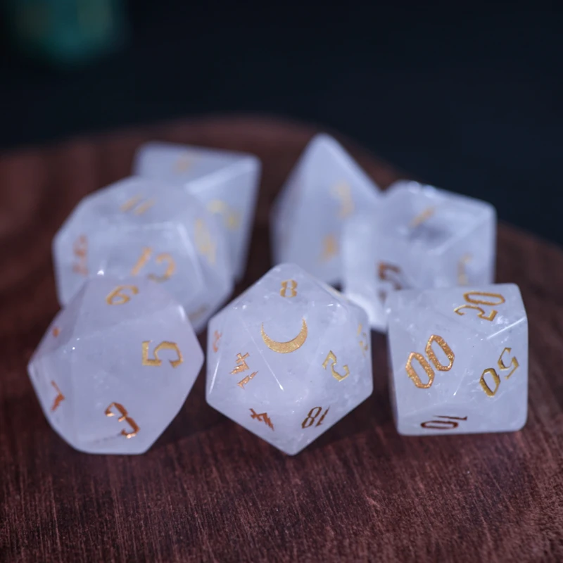 

White Crystal COC Running Group Dice DND Dice TRPG Dice Cthulhu Running Group Natural Gems Multi-faceted Dice