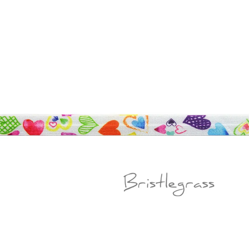 Sweet Love Heart BRISTLEGRASS 2 ярда 5/" 1,5 см Сова Фламинго цветочный принт враг складной над эластичными повязка из спандекса волос галстук платье с повязкой швейная отделка - Цвет: Sweet Love Heart