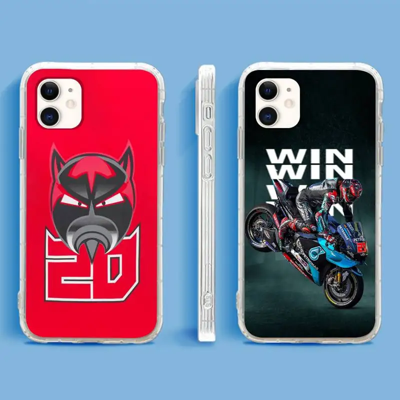 

Moto NO.20 Fabio Quartararo Phone Case For iPhone 13 12 11Pro Max 11 XR XS Max X Mini 8 7 6 SE 2020 Soft Transparent Cover