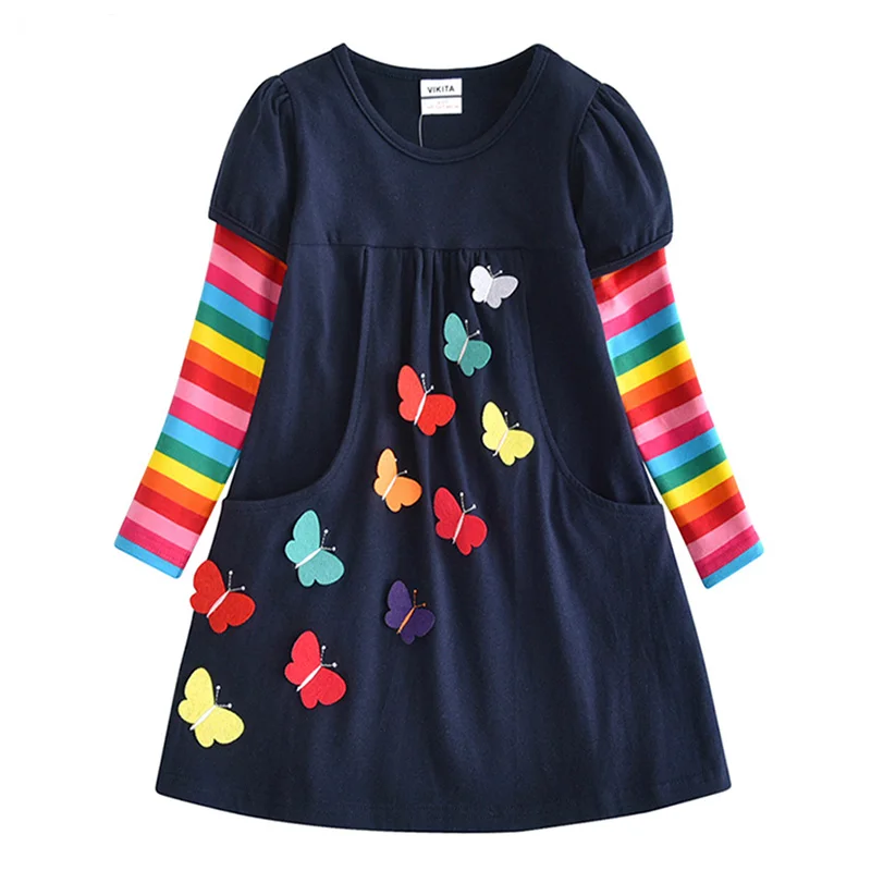 VIKITA Kids Girls Dress Baby Children Toddler Princess Dress Vestidos Children's Clothing Girls Autumn Winter Dresses 3-8 Years