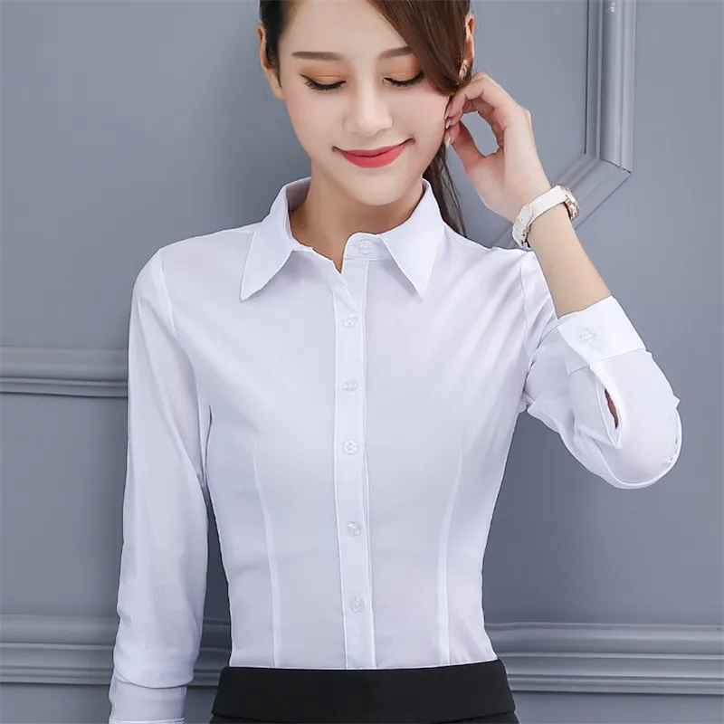 Korean Fashion Women Shirts OL White Shirt Blusas Mujer De Moda 2019 Tops and Blouses Elegant Cotton Plus Size |