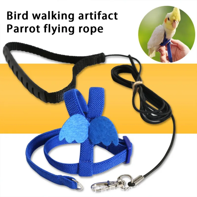 

Adjustable Parrot Bird Harness and Leash Kit Outdoor Flying Training Rope For Bird Parrots Anti-bite Ultralight Harness Leash