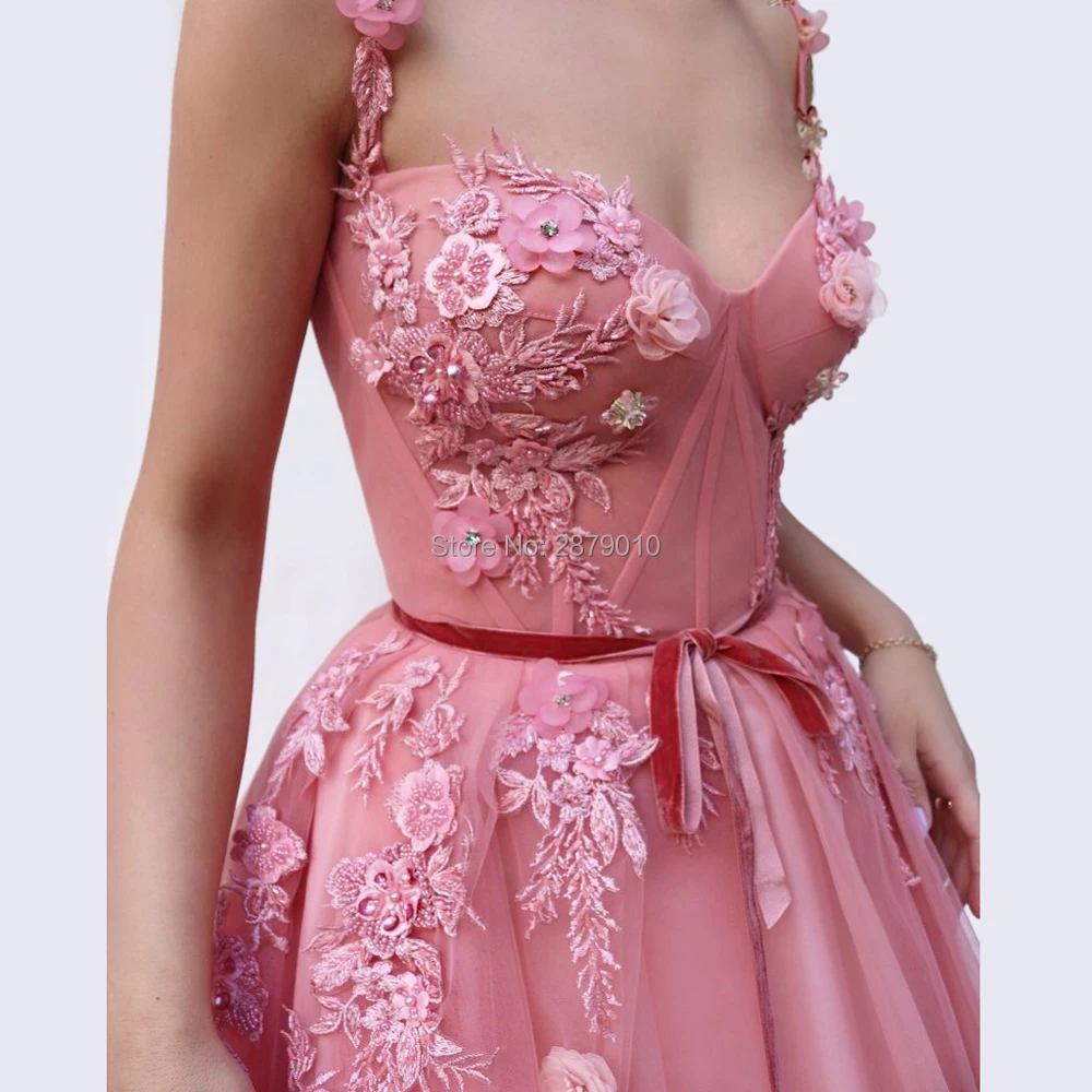 Женское вечернее платье без рукавов розовое ТРАПЕЦИЕВИДНОЕ Тюлевое до пола с