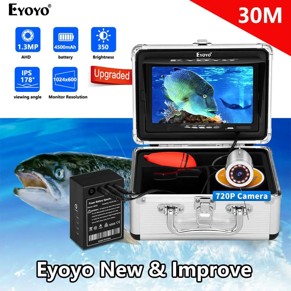 Precio Eyoyo-Localizador De Vídeo Original EF07H, Buscador De Peces Bajo El Agua, Vídeo Ice 720P, Cámara De Pesca, 12 Uds., LED Infrarrojo, Kit De Cámara De Regalo