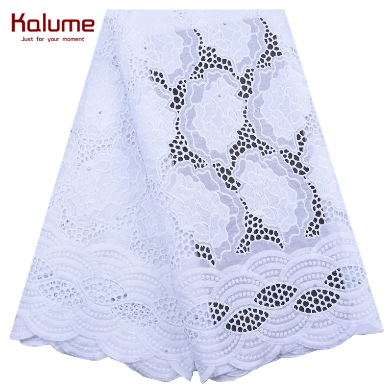 Кружевная ткань Kalume из чистого белого хлопка в африканском стиле с отверстиями
