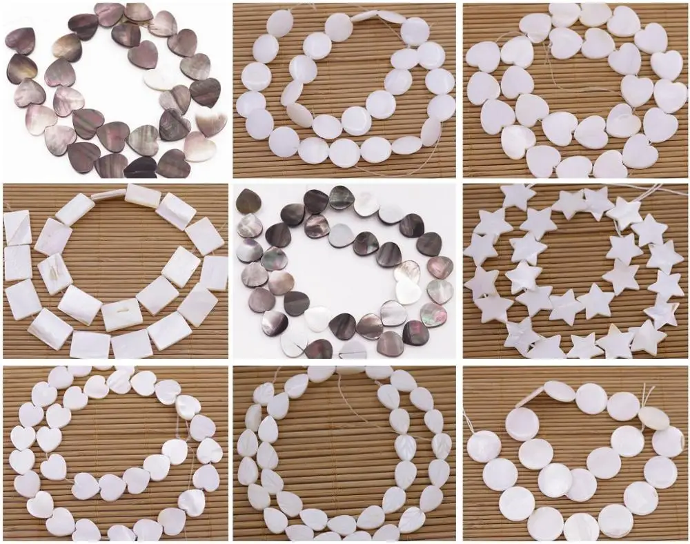 Натуральная белая черная перламутровая ракушка нить 15 дюймов Круглая Звезда