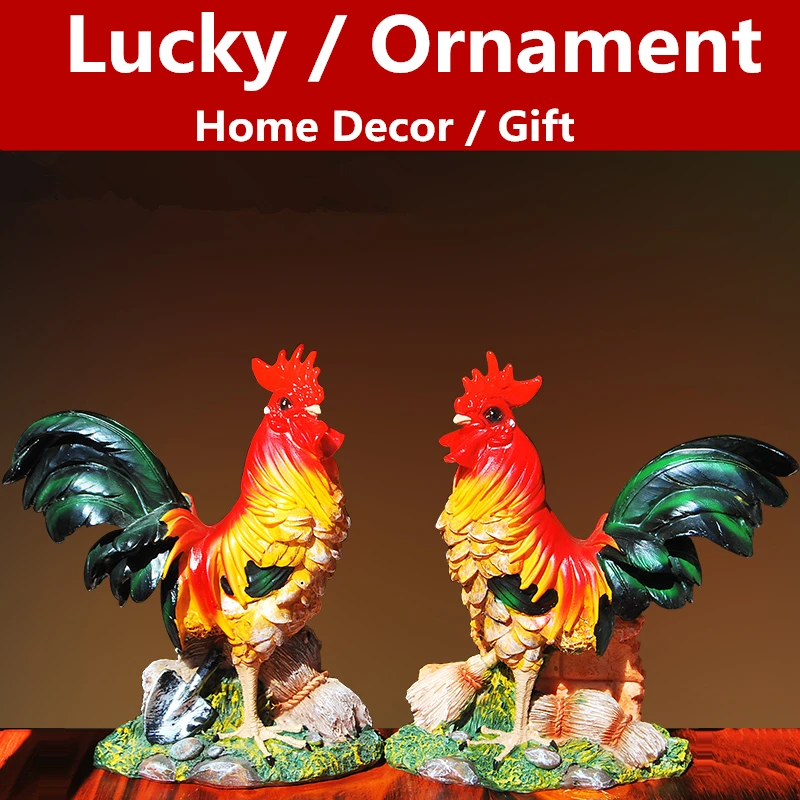 

Zodiac Chicken Ornaments Resin Zhaocai Rooster Crafts Fengshui Home Accessories Ceramic Hen Chicken Simulation Big Cock