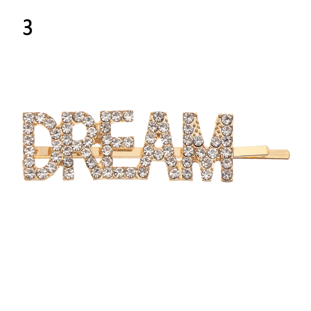 Dream 1 шт. Новинка заколка для волос выдалбливают буквы заколки роскошные мерцающие Стразы одно слово шпильки для волос ночной клуб вечерние Инструменты для укладки - Цвет: Dream