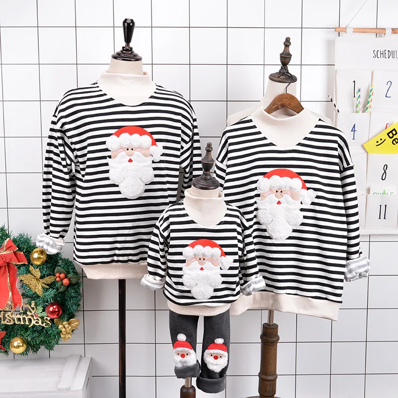 

Family Matching Clothes Autumn and winter Parent-child Christmas Sweater Children Cartoon Santa reindeer cotton Sweatshirts