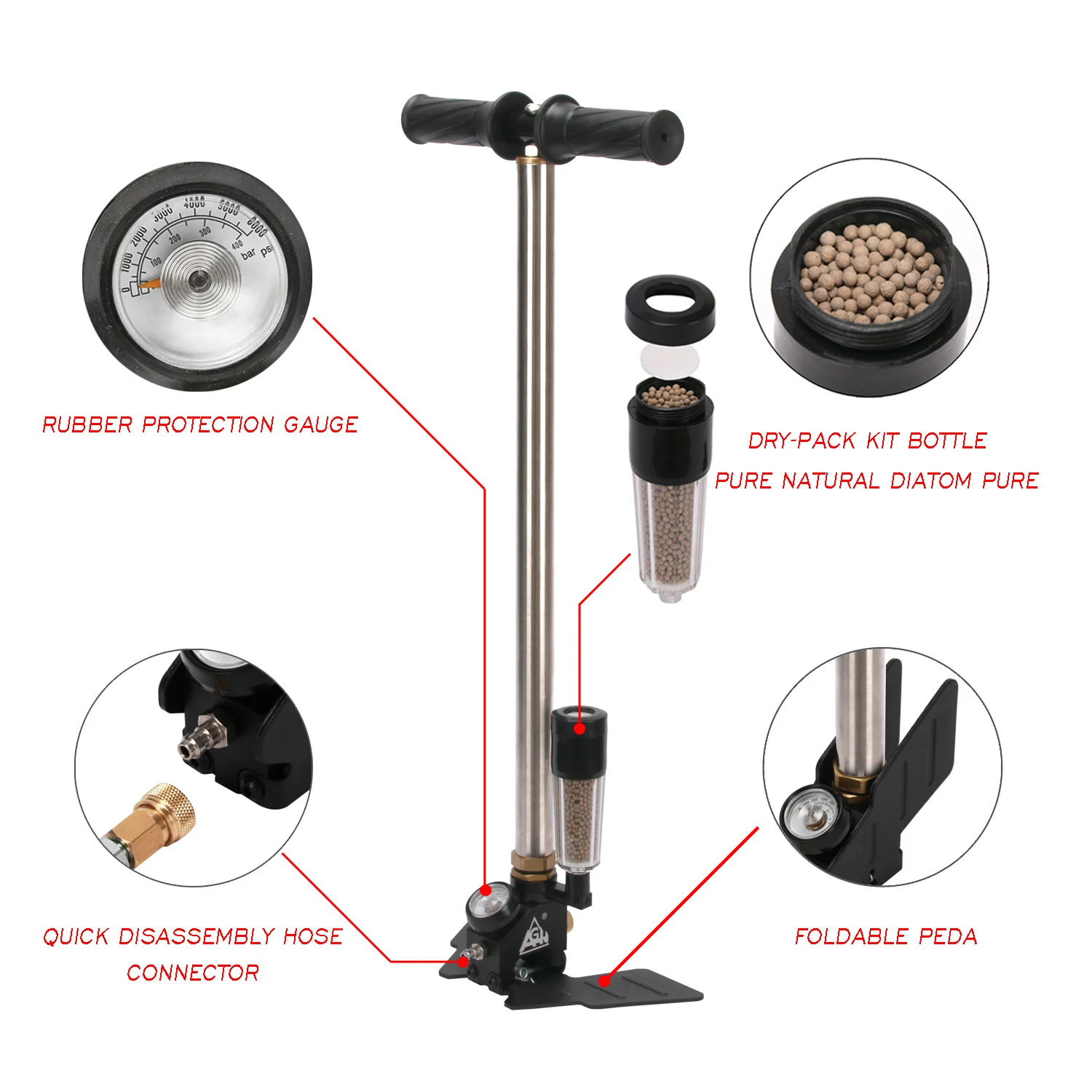 Насос Пневматический AGH 30 мпа 4500 фунтов/кв. Дюйм с фильтром | Обустройство дома