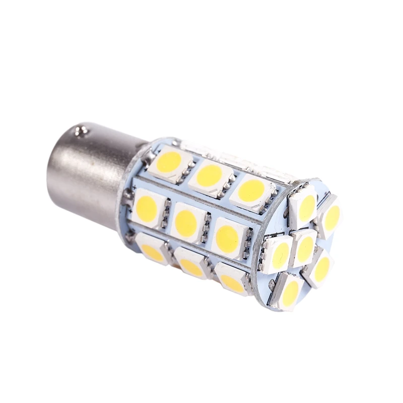 

New 2x 1156 BA15s P21W 5050 SMD 27-RV AUTO Light Warm White 3000K-3500K DC 12V