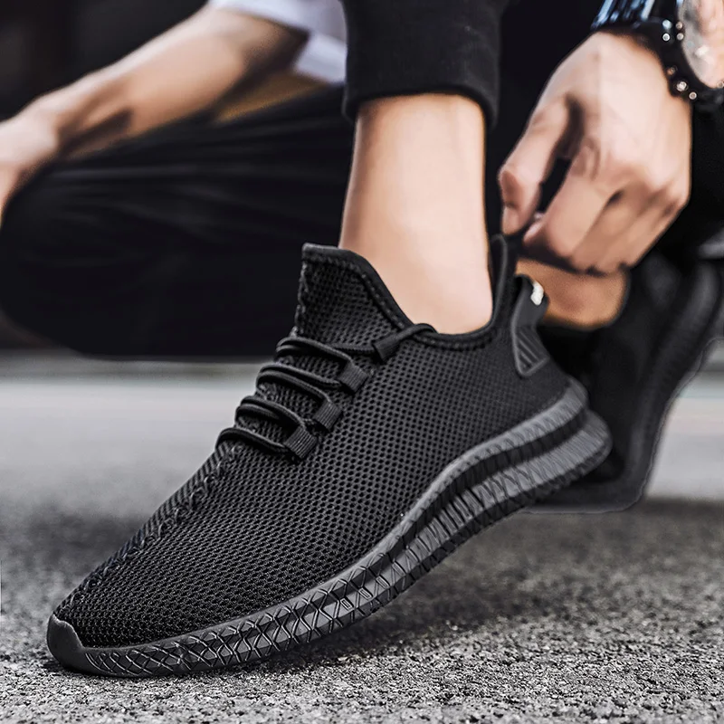 Men Shoes Mesh Breathable White Mens Sneakers Trendy Lightweight Black Walking Big Size Man Tenis Shoe Zapatillas Hombre