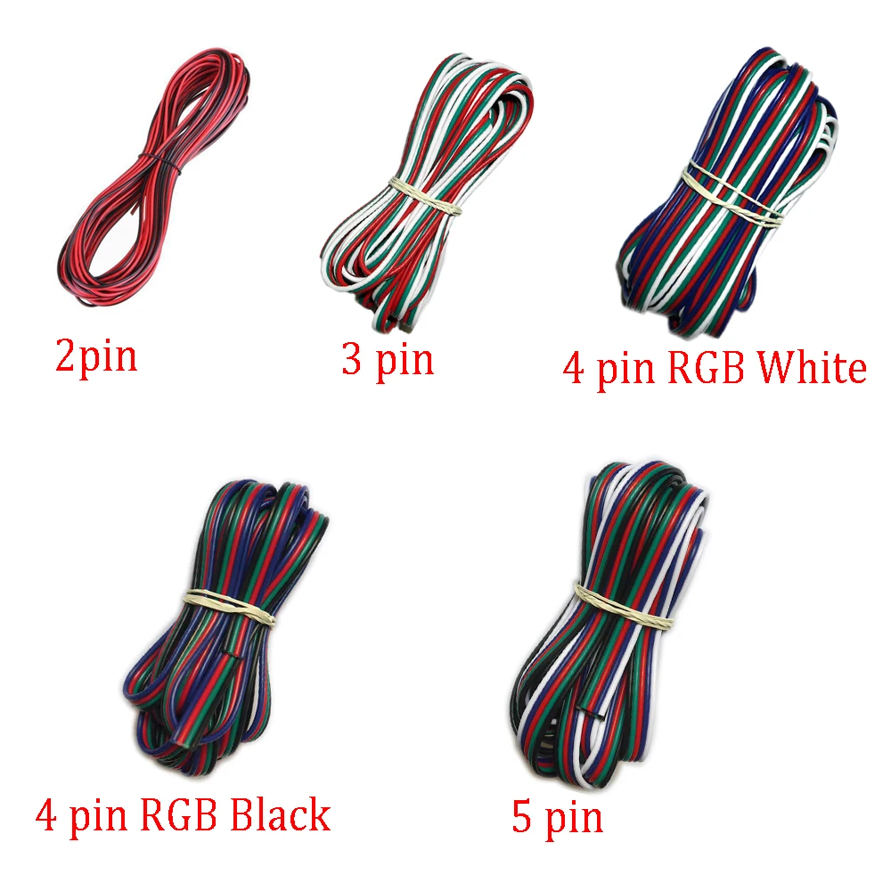 

5m 10m 20m 22awg 2pin 3pin 4pin 5pin 6pin Extension Electric Wire Led Strip Extend Cable Connector For 5050 WS2812 RGB RGBW RGBW