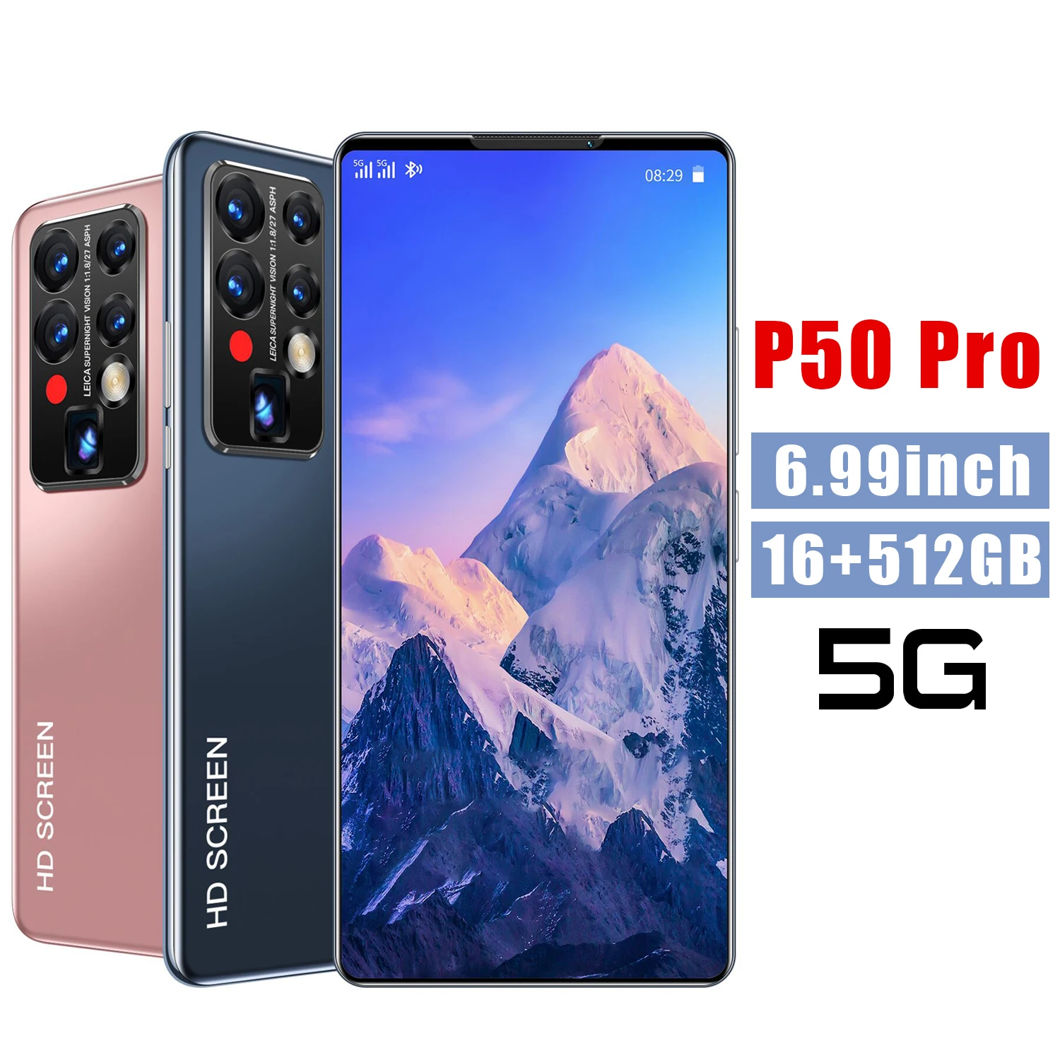 

Smartphone 5G P50 Pro 6.99 Inch 12+512G 24MP+32MP MT6889 10 Core 5600MAH Dual SIM+Micro SD Face Finger ID Global Version GPS