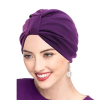 women satin lining turban cap muslim cotton headscarf bonnet elastic solid color female knot india cap hair loss chemo cap