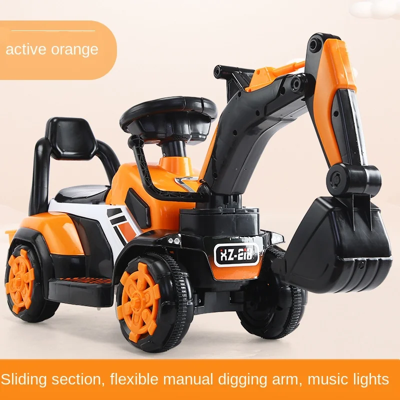 

Children's Electric Excavator Toy Light Music Battery Double Drive with Remote Control Excavator Electric Car for Kids Ride on