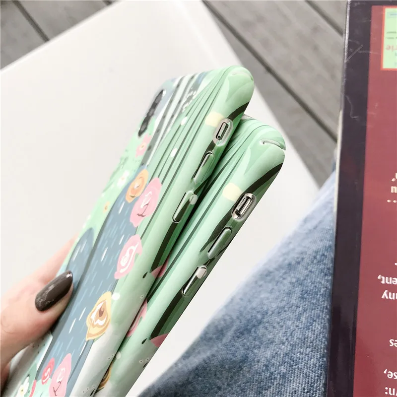 Hard PC Phone Case For iPhnoe 7 8 6 6s Plus Cactus Flower Leaf Cover For iPhone X XS Max XR Candy Color Full Cover Capa