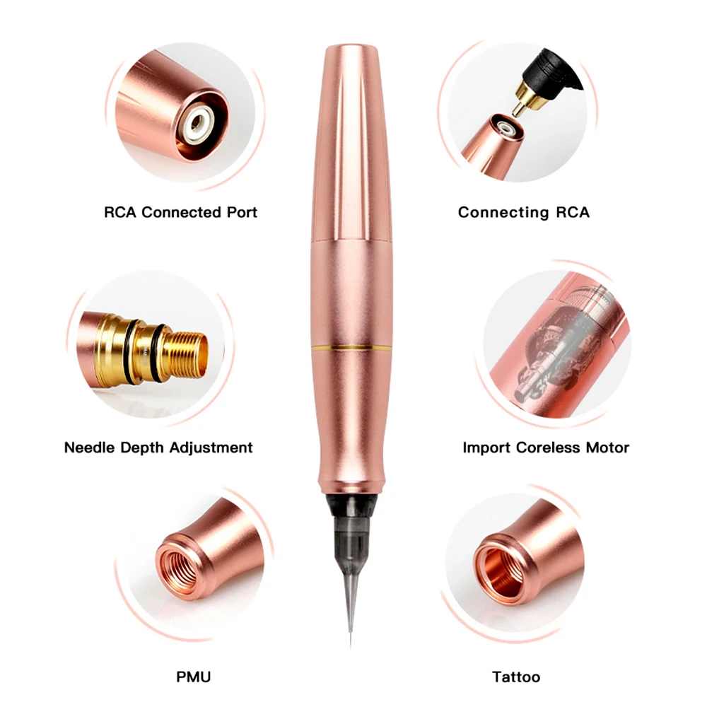 BMX розовая пму машина ручка роторная тату с иглами Перманентный макияж для Miroblading
