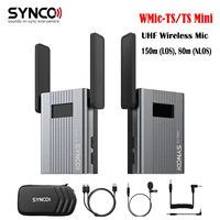 Беспроводной микрофон SYNCO WMic-TS UHF, профессиональный двухканальный лацкановый микрофон с защитой от шума для телефона, камеры, студийной виде...