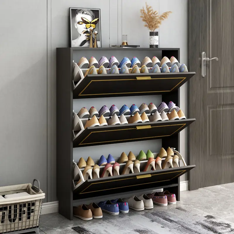 Light Luxury Shoe Cabinet Ultra-Thin High Capacity Organizer Simple Modern Small Apartment Porch Wood Rack | Мебель