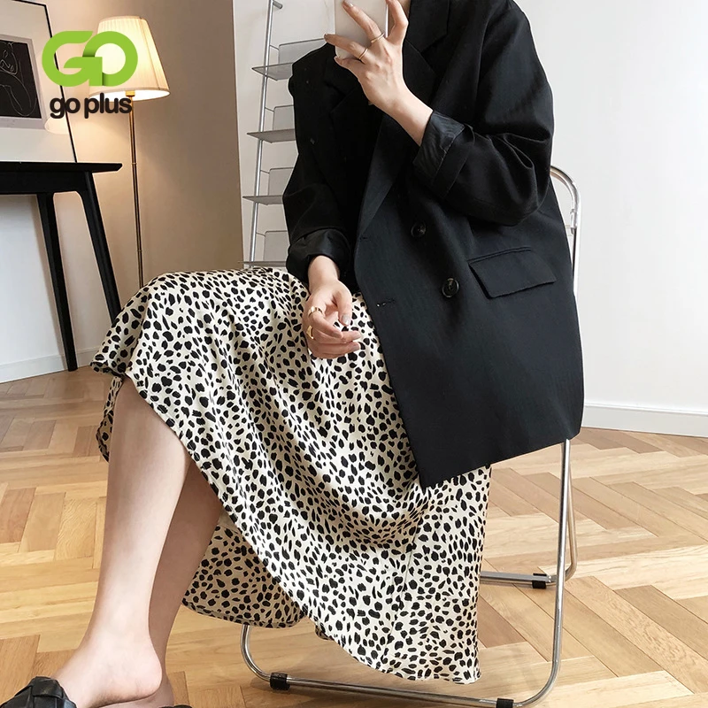 

GOPLUS Skirt Leopard Midi Long Skirts Womens Korean Style Mermaid Satin Bodycon Skirt Jupe Longue Femme Rokjes Dames C11148