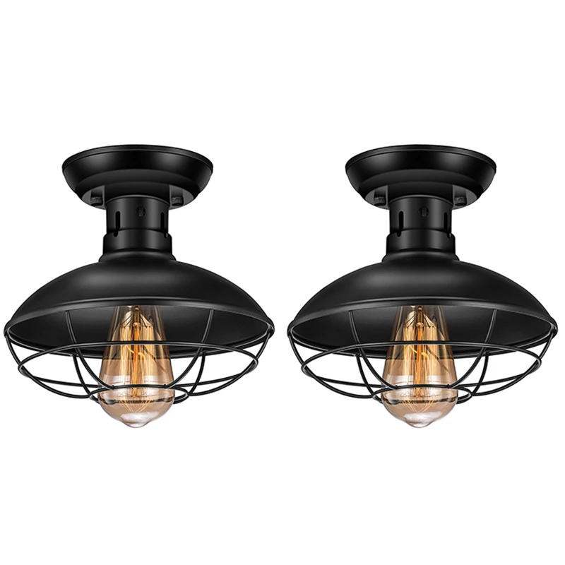 Винтажный деревенский Полуутопленный потолочный светильник 2 упаковки