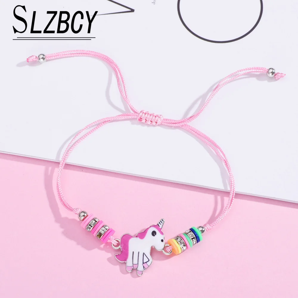 Милые милые розовые бриллиантовые браслеты для женщин регулируемый веревочный