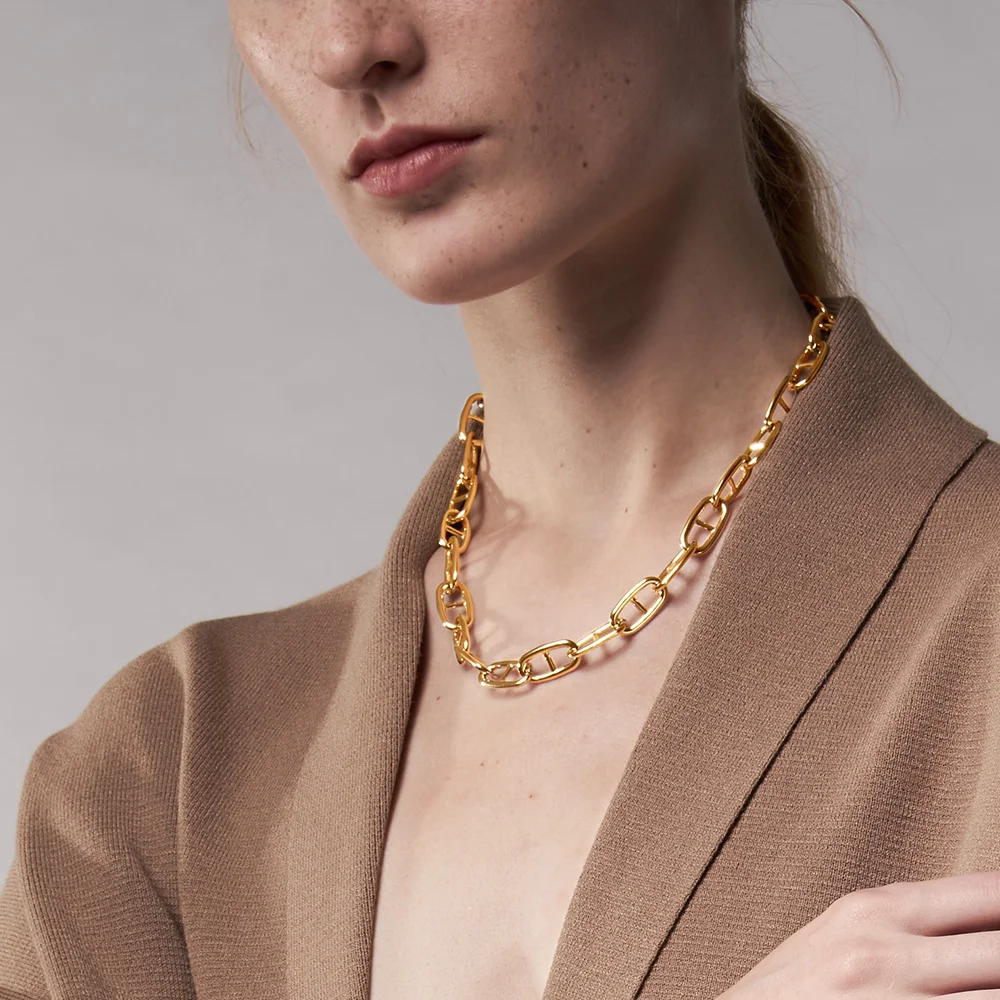 Ожерелья цепочки ENFASHION для женщин золотого цвета ожерелье из нержавеющей стали