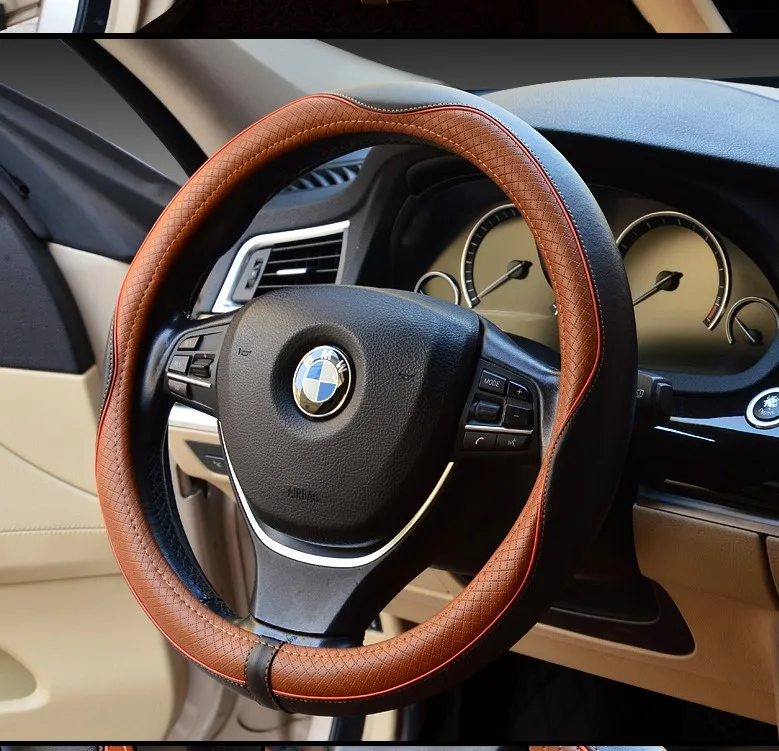 

Универсальная оплетка из натуральной кожи для руля, 38 см