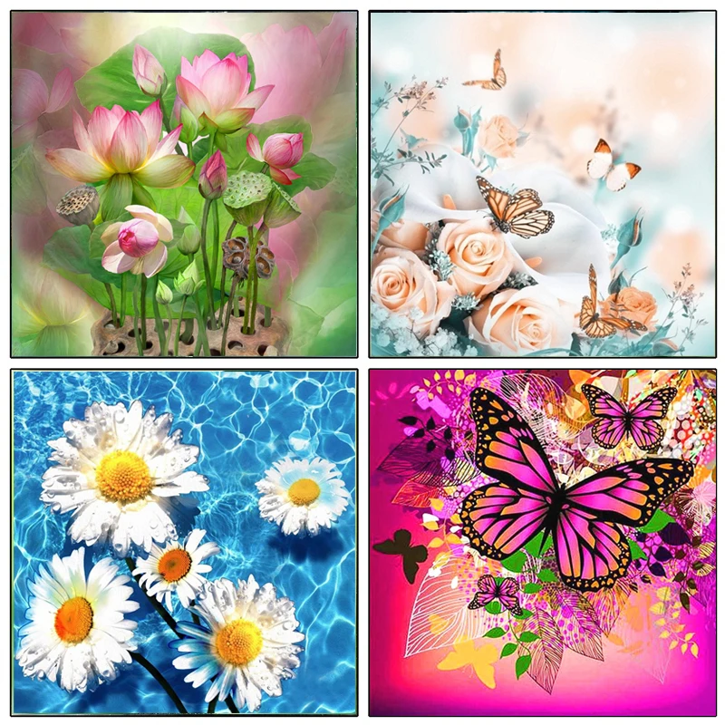 Алмазная 5d картина из страз сделай сам с вышивкой цветами квадратами круглыми