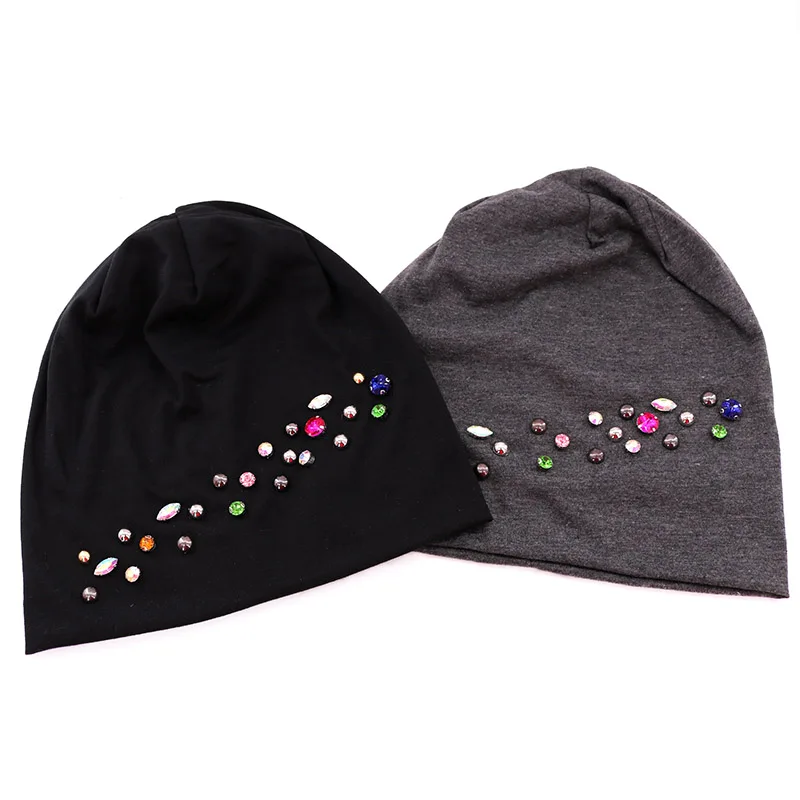 Новинка брендовая Весенняя женская шапка мягкие стразы громоздкие Skullies Beanies