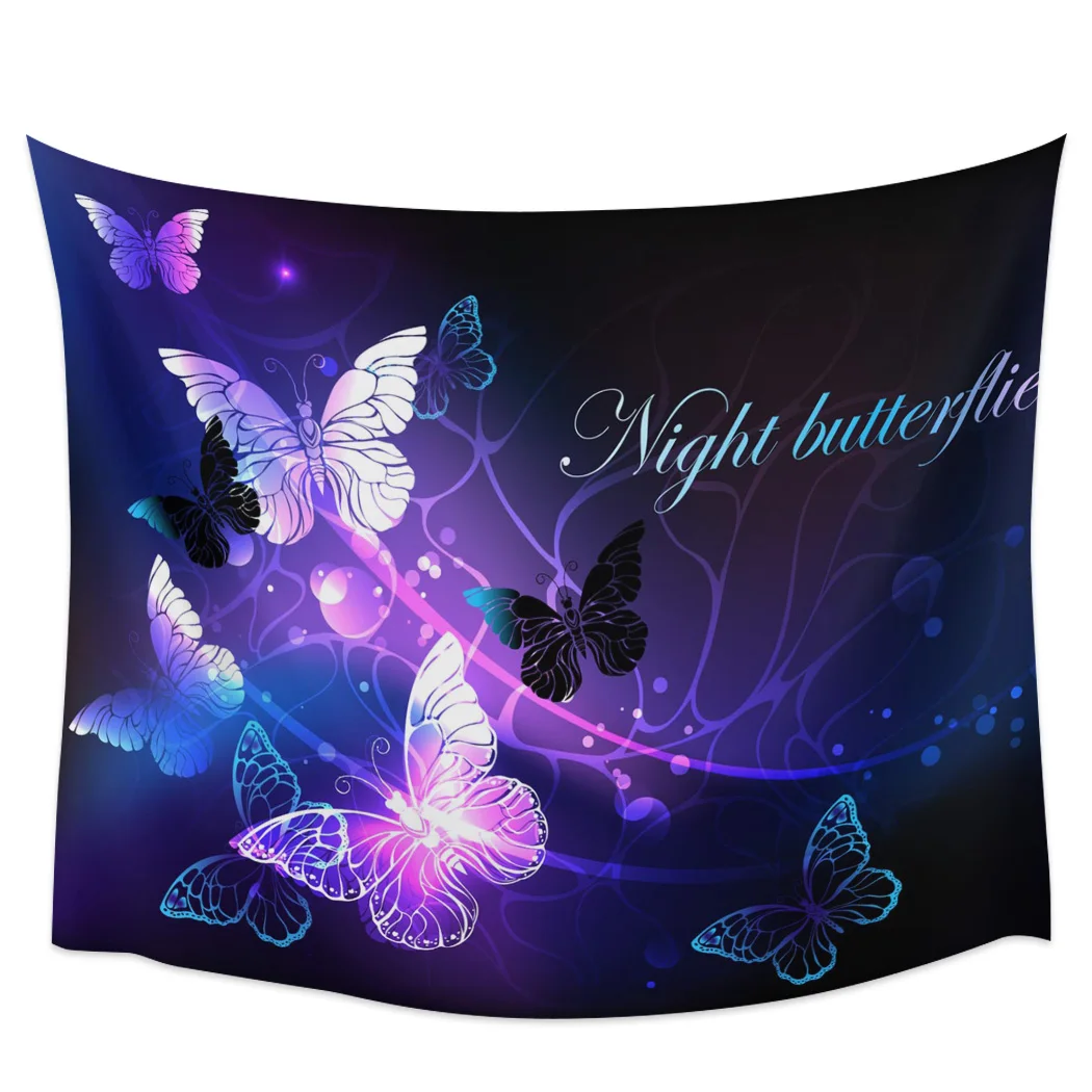 Настенный Гобелен для спальни фиолетовый гобелен с изображением бабочек Коврик
