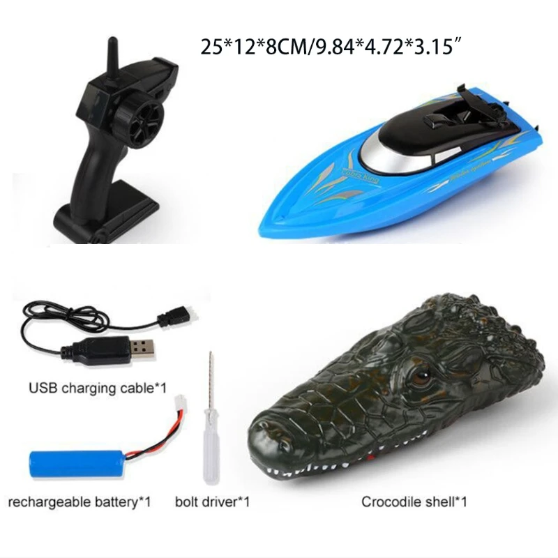 

Blue Electric Racing Boat RC Speedboat Baby Toys with USB Charging Cable and Replaceable Battery for Kids Children Boys