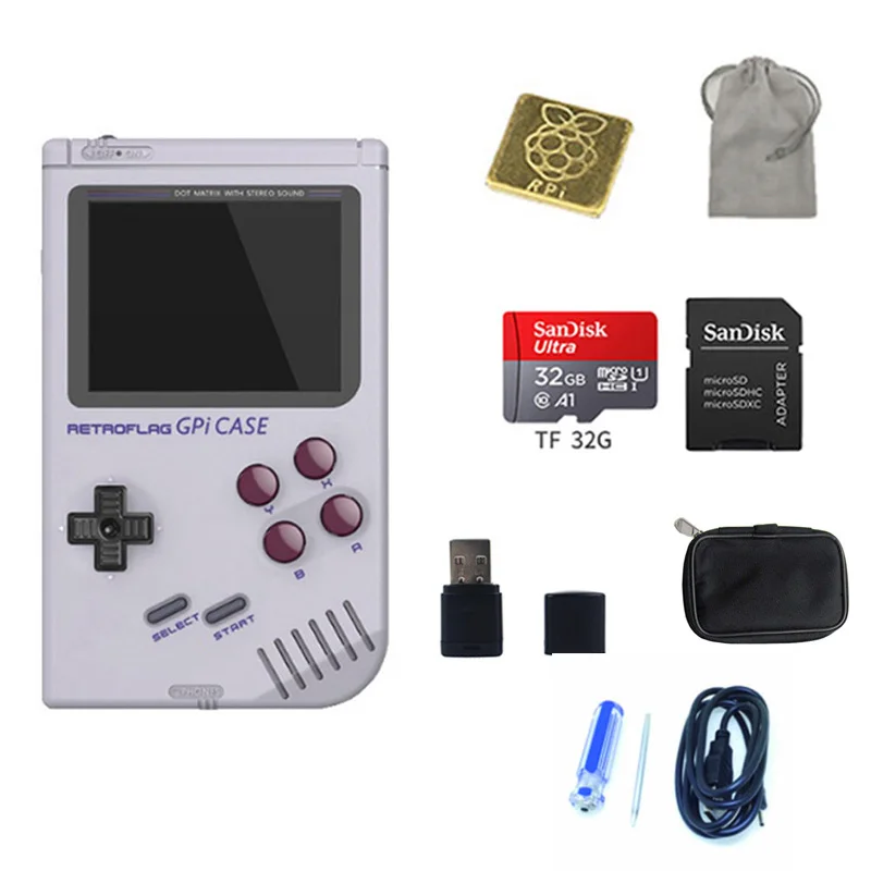 Kit 2 Чехол Retroflag GPi для Raspberry Pi Zero/Zero W GPi с 32 Гб sd-картой, черная сумка, автомобильный ридер - Цвет: Kit 2