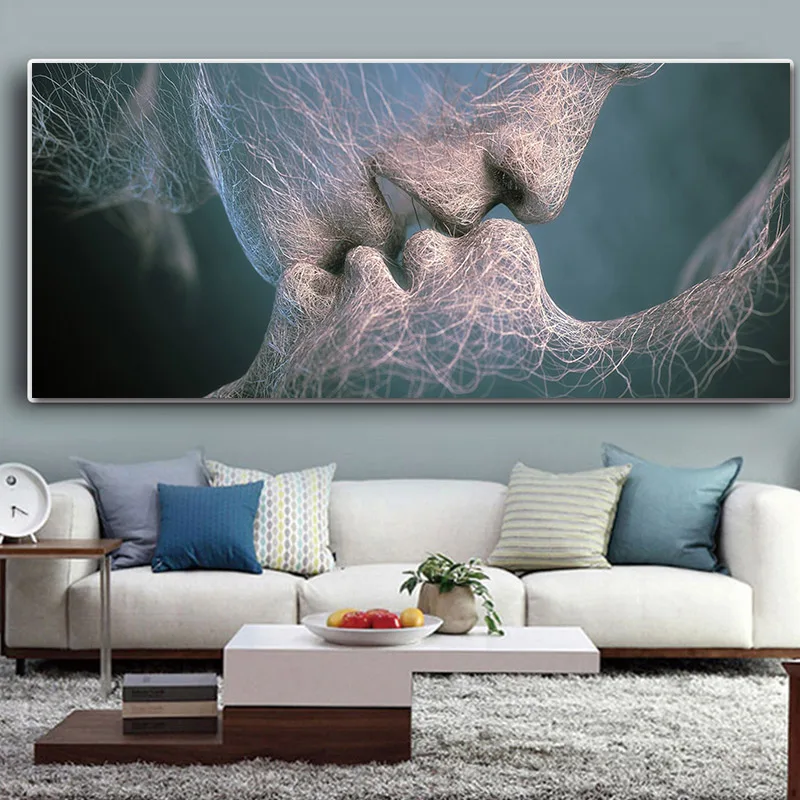 Conisi черный и белый любовь поцелуй абстрактный холст картина постер настенная