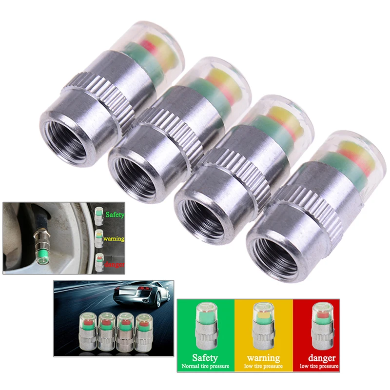 

4PCS detecting pressure indicator tire monitor car alarm visible caps Car detecting tools tire-relates tools